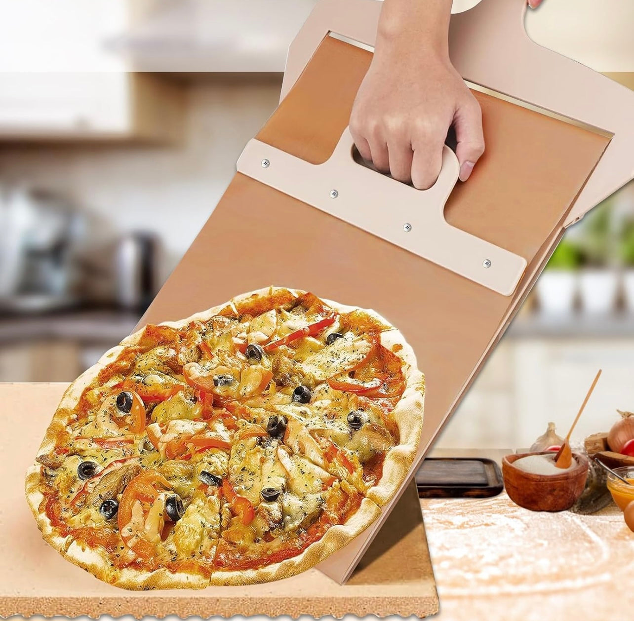 Pelle à pizza coulissante 3 tailles avec manche en bois - Accessoire de cuisine