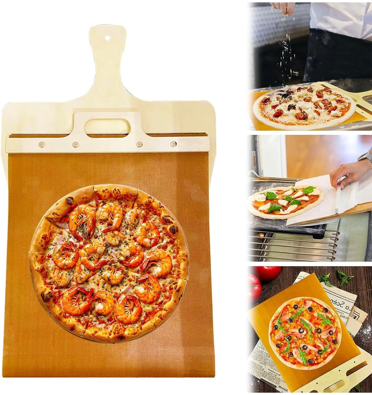 Pelle à pizza coulissante 3 tailles avec manche en bois - Accessoire de cuisine