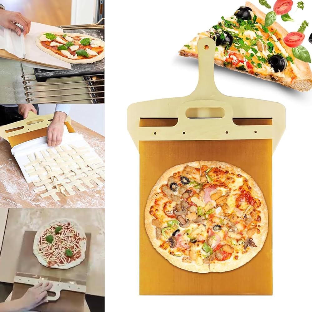 Pelle à pizza coulissante 3 tailles avec manche en bois - Accessoire de cuisine